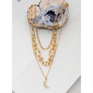 🌙 3 Layer Necklace with Crescent Charm 🌙